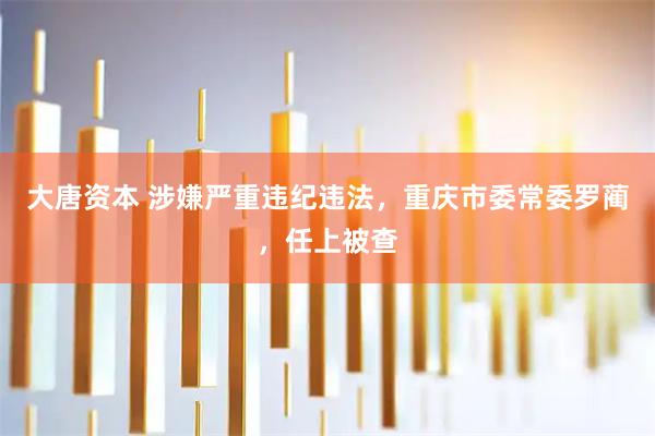 大唐资本 涉嫌严重违纪违法，重庆市委常委罗蔺，任上被查